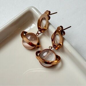 Rose Gold Orbital Drop Earrings - Women Jewelry